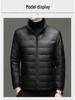 Men's Lightweight Stand Collar Down Jacket - Warm, Trendy, Versatile Dad Style Winter Coat with 90% White Duck Down.