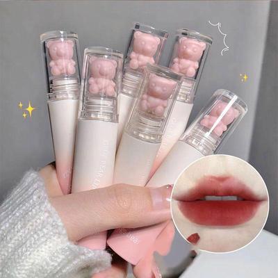 2023 Bear Velvet Lipstick Cute Lip Glaze Girl Pure Desire Casual Look καστανιάς Κόκκινο-καφέ Lip Mud Κορεάτικο κραγιόν για κορίτσια μακιγιάζ Νέο