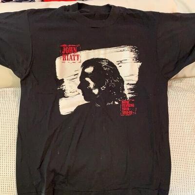 Maglietta Unisex Taglia Intera in Cotone Nero Vtg Tour Concerto John Hiatt BL227