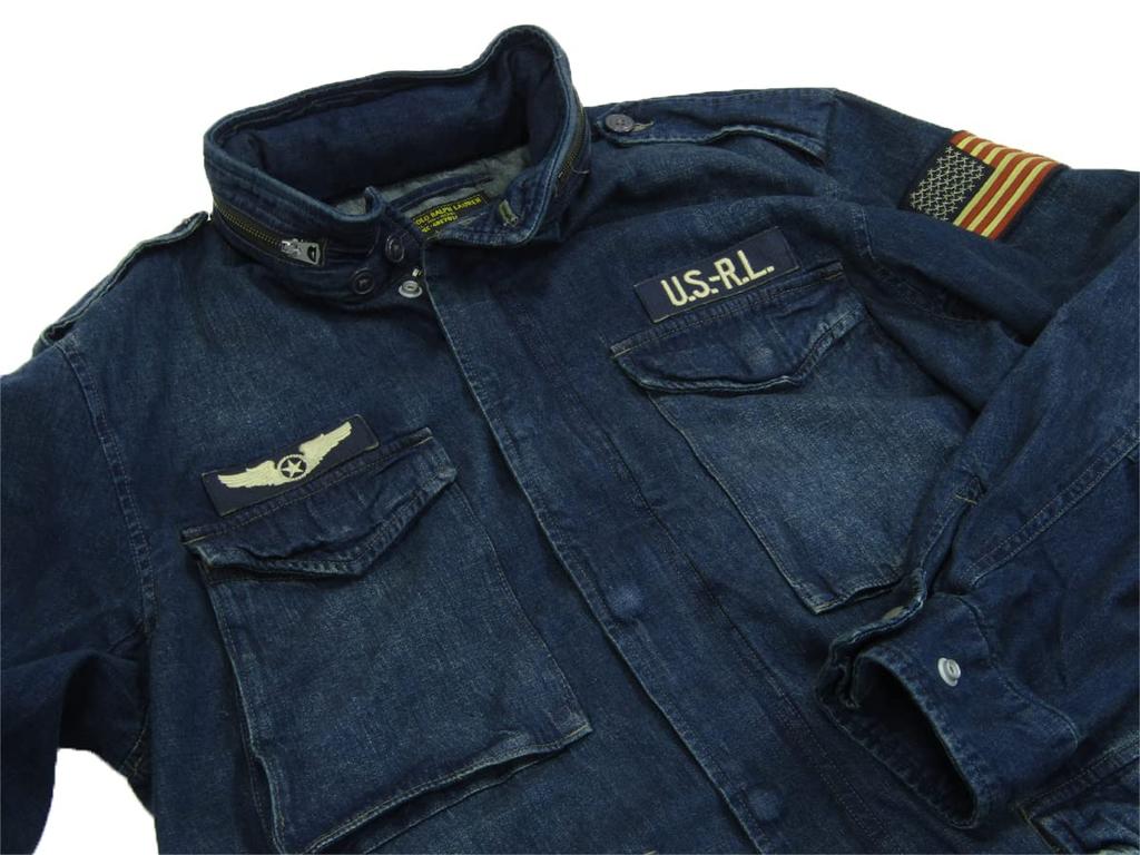 POLO RALPH LAUREN Denim Military Field Size Blue Men's Jacket, M-65 Coat, XL, (Product Code 0101896)