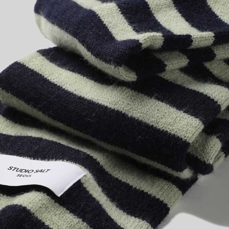Studio Salt [24 WINTER][SALT Label] NOAH STRIPE KNIT SCHAL_GRÜN/MARINE