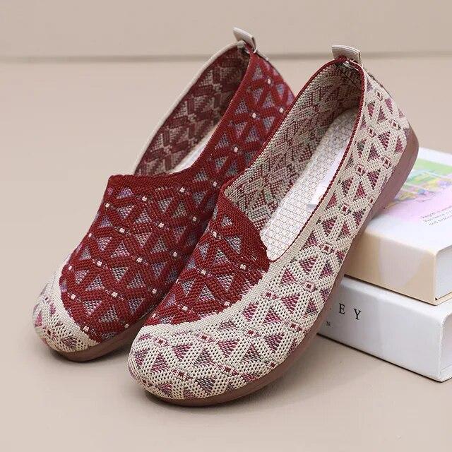 

Женские летние дышащие мокасины с сеткой, легкие, повседневные, удобные, нескользящие, с круглым носком, на плоской подошве 38 красный