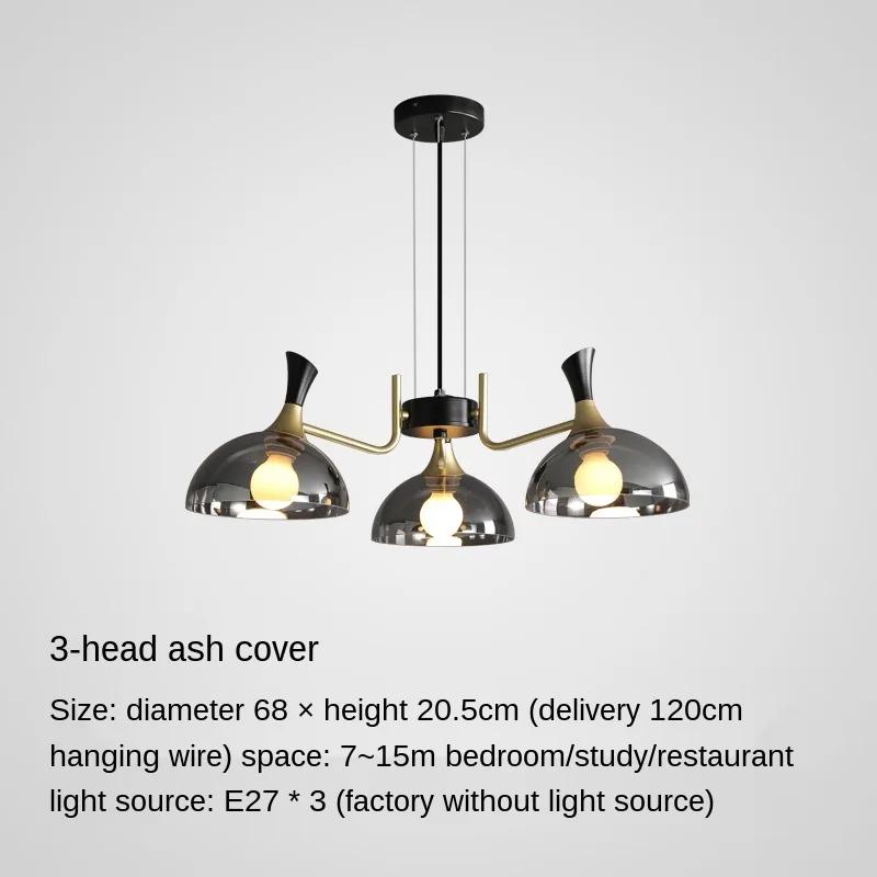 

Скандинавская ретро-люстра E27 Led для гостиной, столовой, кухни, подвесной светильник, современный стеклянный янтарный люстровый дизайн, подвесной светильник