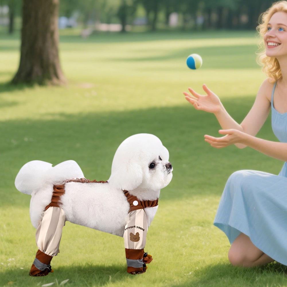 Schmutzabweisende Hunde-Hosenträgerstiefel mit Hosenträgern Wasserdichter Hunde-Overall Rutschfeste Hundepfotenschutzschuhe für Kleine Mittelgroße Große