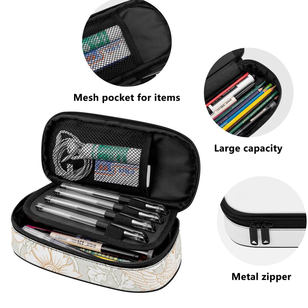 Pencil Bag Printed Strong Polyester Fabric Zip Around Closure with Main Compartment Mesh Pocket and Pen Slots for Boys Girls