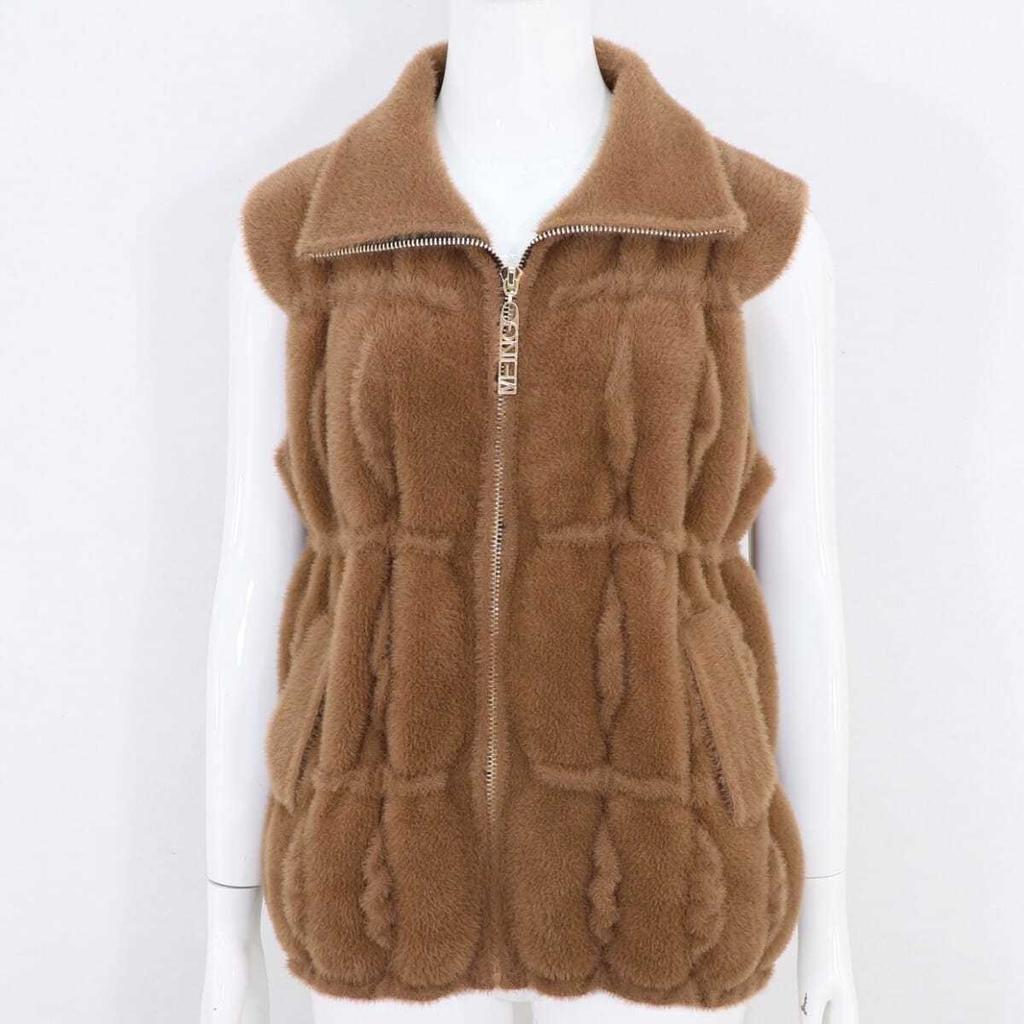 Kleidung für Frauen mittleren Alters und ältere Frauen Herbst und Winter Nerz Samt Weste, Revers Jacke