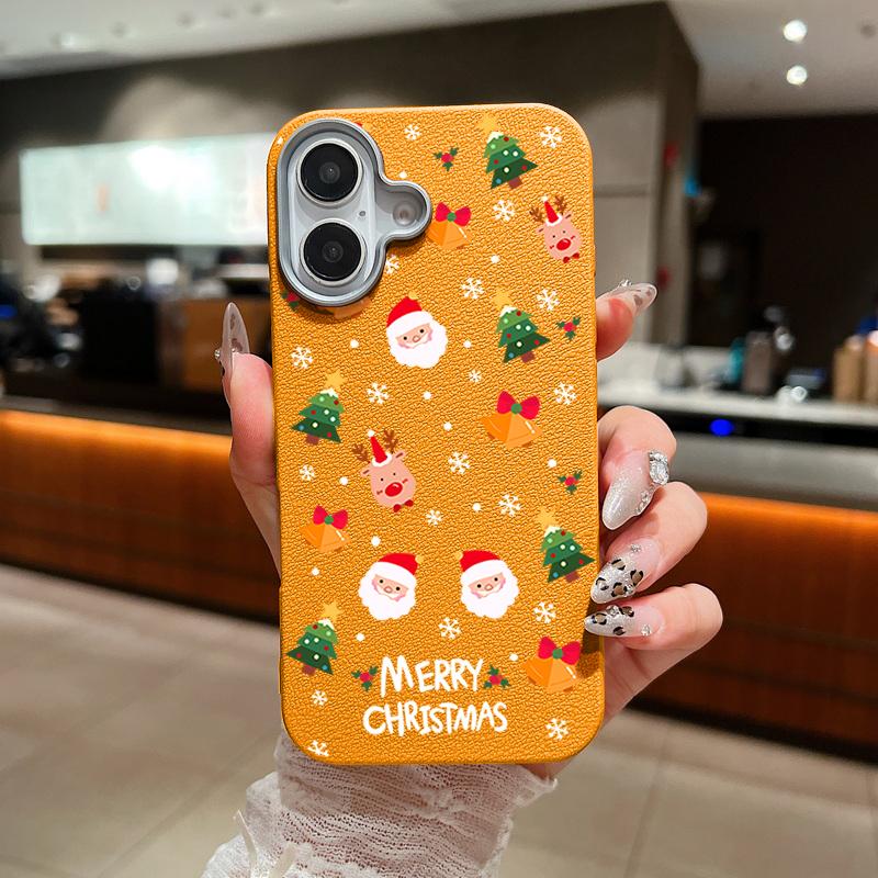 Skinnteksturskall for iPhone 16 15 Pro 14 13 12 11 Pro Max Xs Max Xr 8 7 6 Plus Cartoon Santa Claus Elk Mønster Støtsikker Myk Tpu Slim Cover