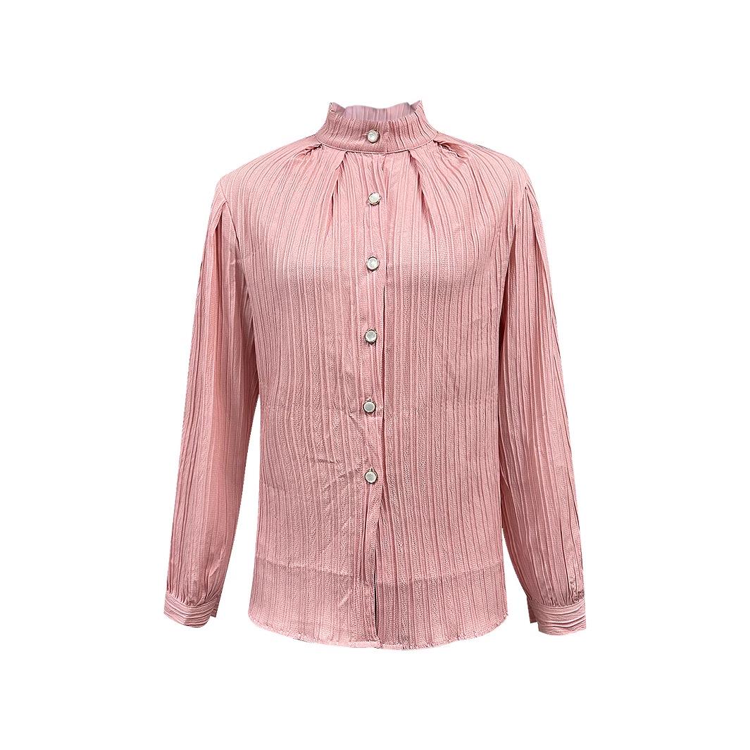 

Women s European and American INS Jacquard Long-Sleeved Shirt M