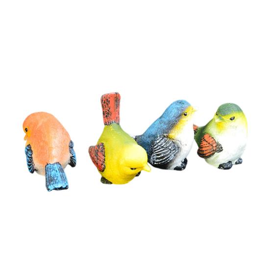 4PCS Bird Ornaments, Resin Waterproof Sunproof Bird Figurines, Simulation Texture Sculpture for Balcony Flower Pots Courtyard