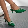 High Heel Slippers For Women 2024 Shoe Luxury Brand Summer Fashion Transparentes Rhinestones Pointed Banquet Slippers Sexy Pumps