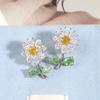 New Hot Brand Vintage Flower Earrings for Women Gift Luxury Jewelry Fashion Copper Designer Eardrop Lady Party Stud Earrings