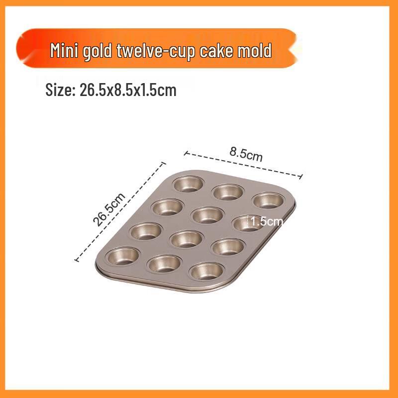ZISIZ Mini Gold 12-Cavity Muffin Baking Pan Set