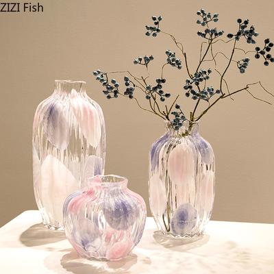Simple Glass Vase Crafts Ornaments Creative Hydroponic Vase Living Room Balcony Tabletop Flower Arrangement Home Decoration Art