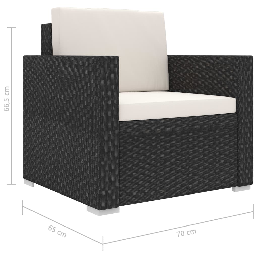 8 Piece Garden Lounge Set with Cushions Poly Rattan Black