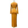Women's Solid Color Knit Long-Sleeve Top & Midi Slit Wrap Skirt Set