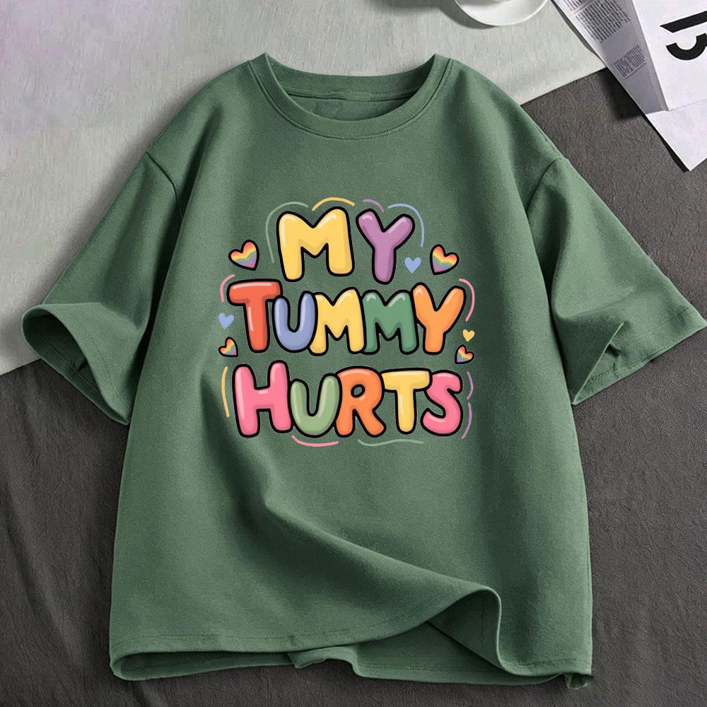 Mein Bauch tut weh Lustige Meme T-Shirts Unisex Unisex Kleidung Mode Lässig T-Shirt Baumwolle Oversized Kurzarm T-Shirts Streetwear