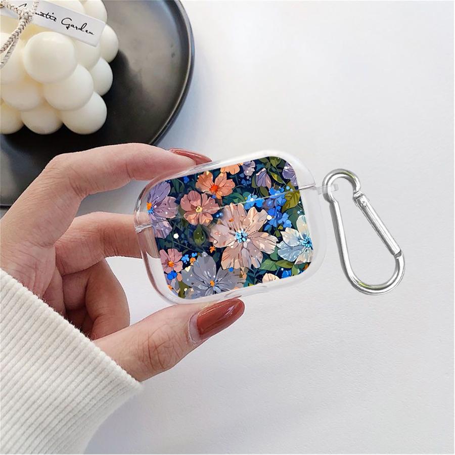Clear Earphone Cases Cover Case For Airpods Pro3 2 1 Pro2 3 Pro 4 Beautiful Flower Pattern