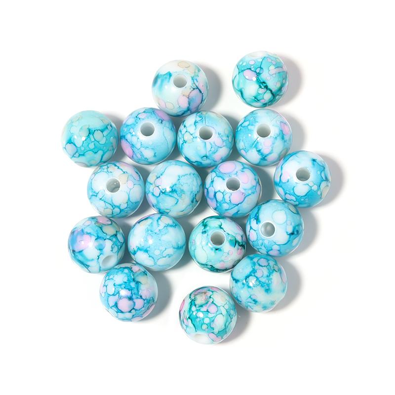 50-100pcs 8/10/12mm Crackle Acrylic Beads Colorful Round Loose Spacer Beads For DIY Jewelry Making Bracelet Necklace Accessories