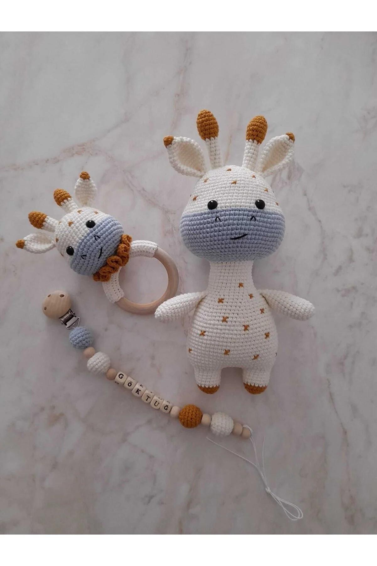 

Набор Amigurumi Cute Giraffe для новорожденных.Соска-цепочка-погремушка-компаньон для сна.