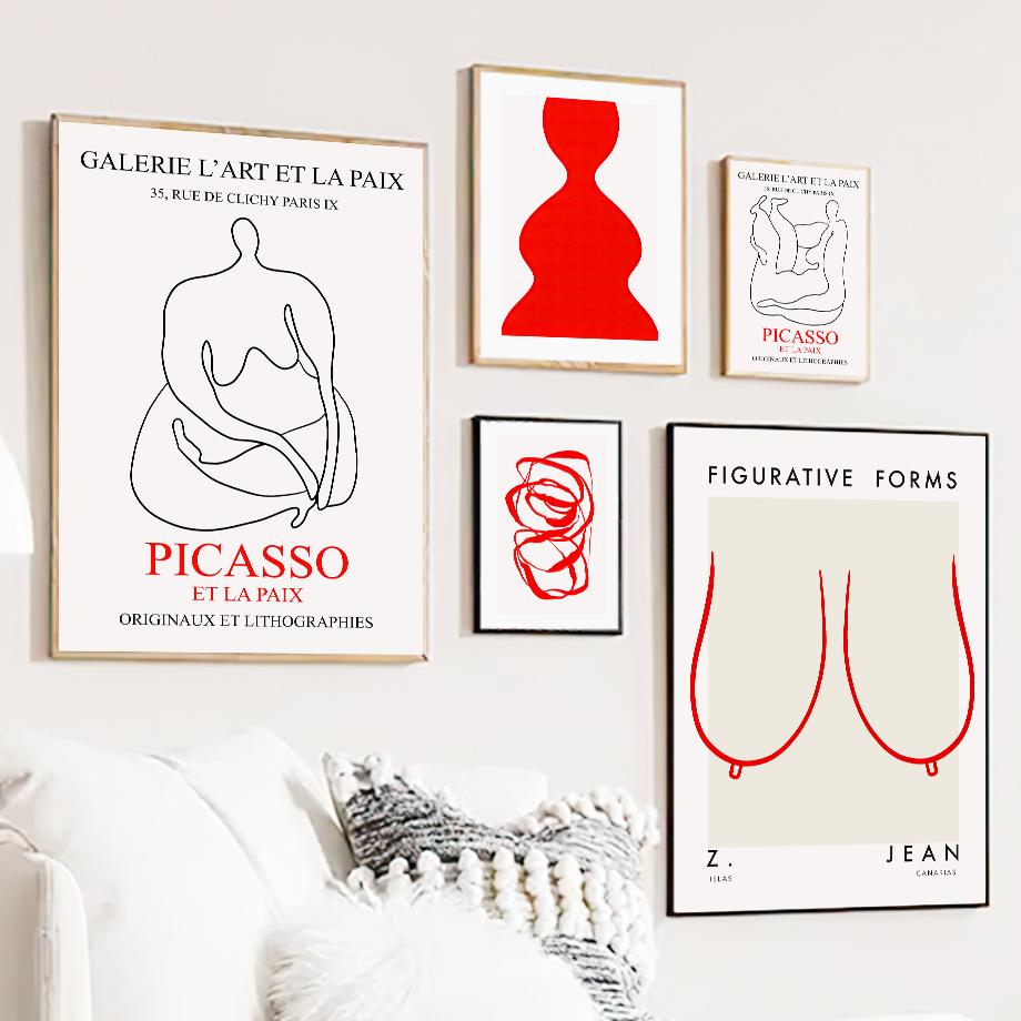 Abstrakte Linie Figur Frau Kurve Picasso Wand Kunst Leinwand Malerei Nordic Poster Und Drucke Wand Bilder Für Wohnzimmer Dekor