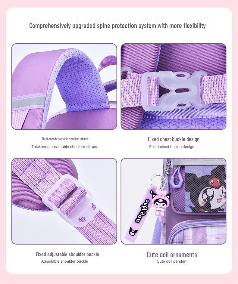 Lightweight Backpack for Girls Grades 1-9: Large Capacity, Spine Protection, Load Reduction