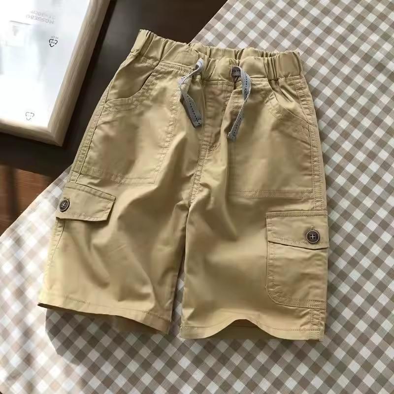 

Boys Summer Lightweight Casual Mid-Length Pants Designed for Older Children Mid-Rise Five-Inch Shorts 110 хакі