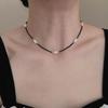 Elegant Black Crystal Bead & Pearl Luxury Collarbone Necklace