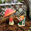 Resin Mushroom Fairy Statue Cartoon Miniature Figurine Sculptures Mushroom Doll Set  Gift