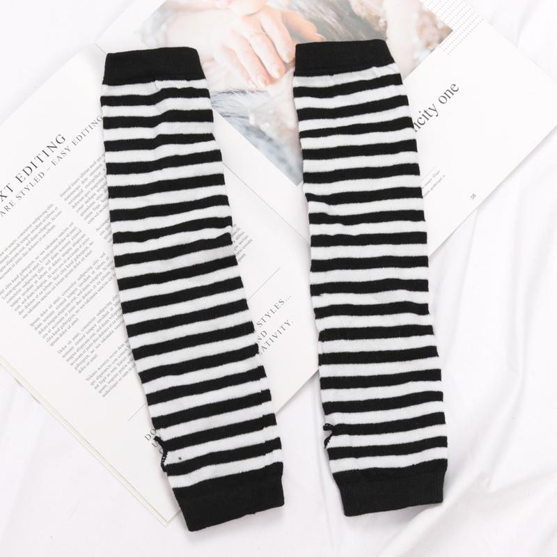 Punk Winter Warm Long Sleeves Gloves Goth Men Women Fingerless Stripe Hip-Hop Knitted Elbow Mittens Elastic Outdoor Warmer Arm