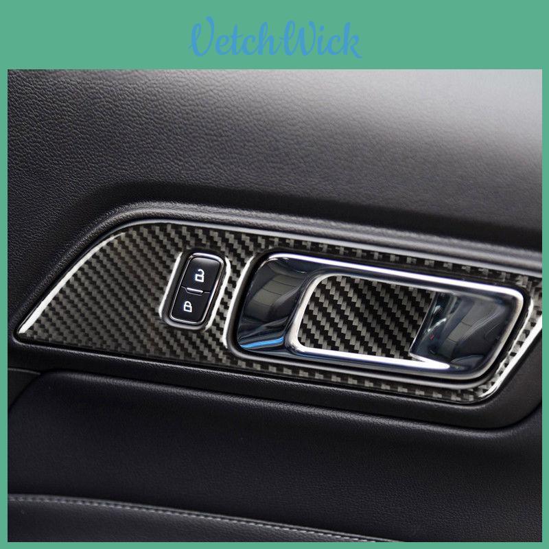 Premium Carbon Fiber Inner Door Handles Bowl Trim Cover Decal For Ford Mustang 2015-2017