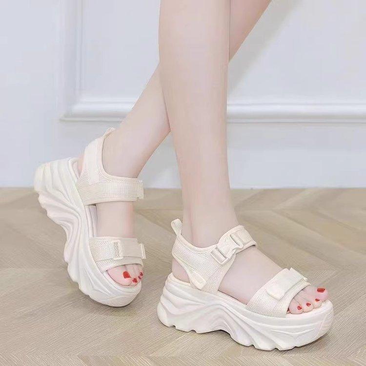 22 Spring and Summer New Sandals Sports Style One-character Open-toed Thick-soled Sandals