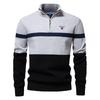 Gant Autumn/Winter Embroidered New Large Stand Up Collar Men's Sweater Half Zipper Color Blocked Knitted Sweater Quality Men's Wear