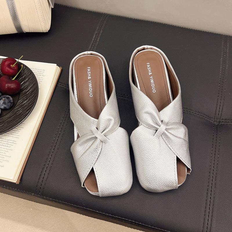Baotou Half Slippers Women's Outer Wear 2025 Summer New Korean Version Flat Cool Slippers Lazy Fashion Muller Shoes Women