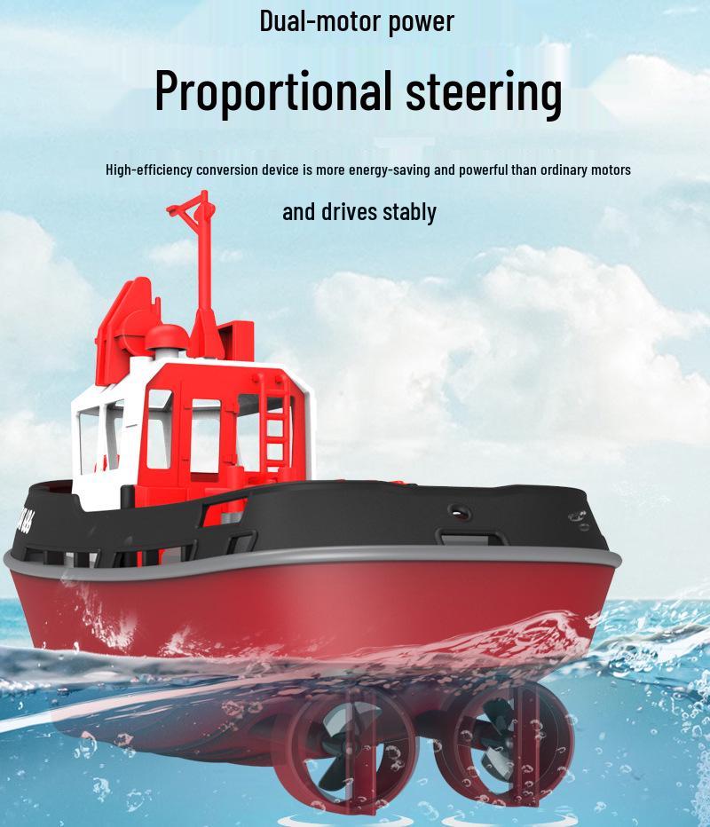 High-Power Dual-Motor Remote Control Tugboat with Extended Battery Life and Lights