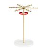 Decorative Gold Metal Jewelry Stand 48 Hooks 360° Rotation Design Large Capacity Necklace Bracelet Organizers Compact Display