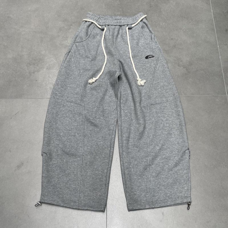 

2025 Fall/Winter Retro High-Waist Lace-Up Wide-Leg Cotton Pants Medium квітковий/сірий колір