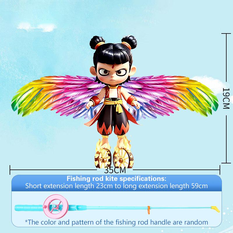 

1 шт. Новая динамичная пресс-палочка для макарон для рыбалки, воздушный змей, мультяшный детский воздушный змей, игрушки для запуска