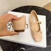 French small inner height increase 5cm bow light mouth single shoes square head Mary Jane shoes gentle flat ballet shoes