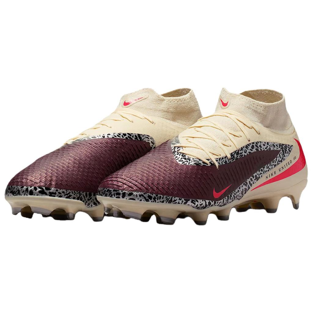 Nike United Phantom 6 High Academy MG Burgundy Crush Unisex Cleats Black Fossil University-Red IO8447-661