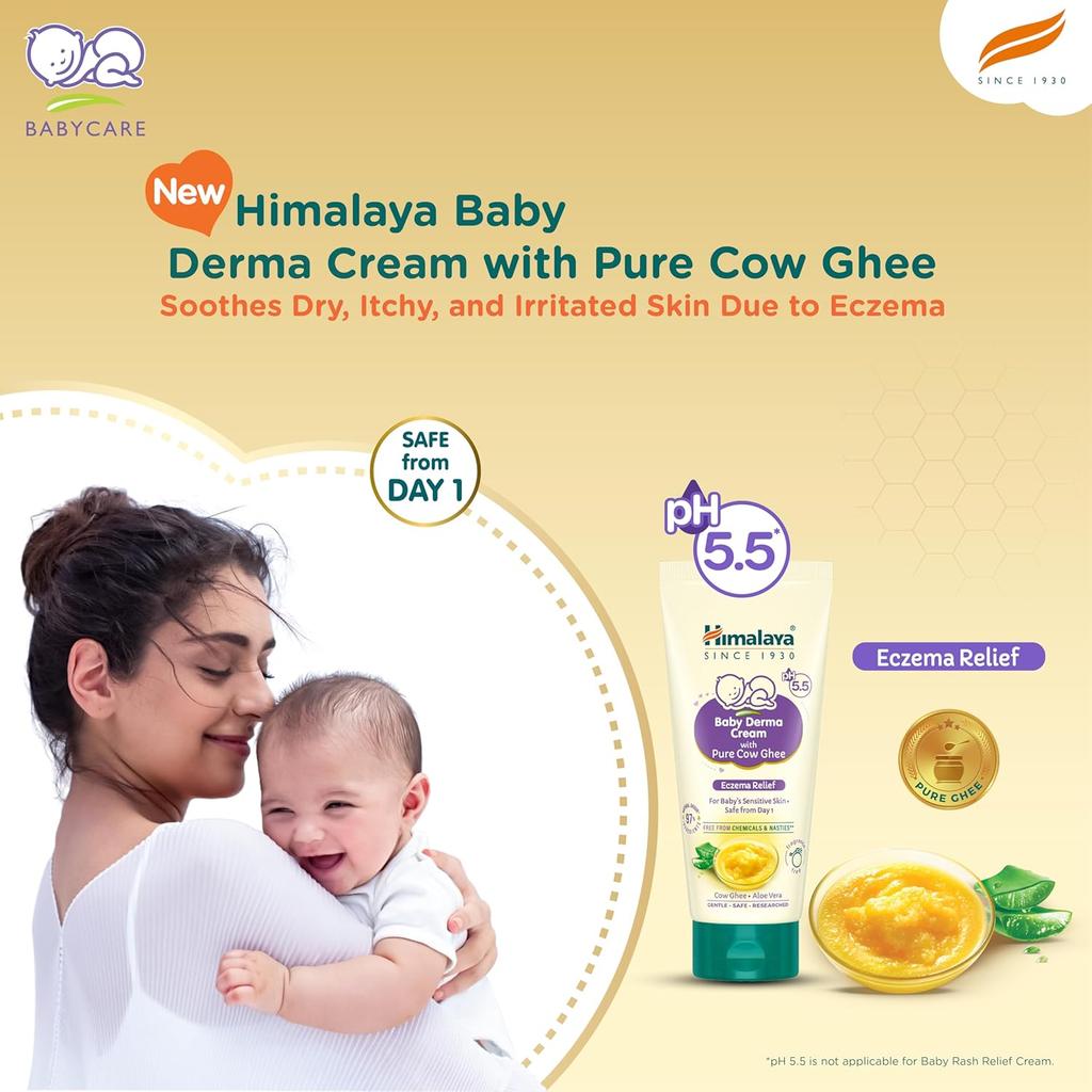 Himalaya Baby Derma Cream 50g Pack of 1 for Dry Sensitive Skin Eczema Relief Moisturizer