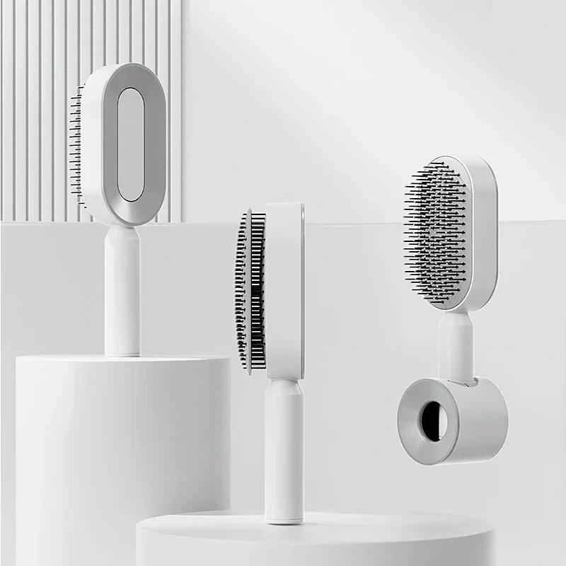 Air Cushion Massage Comb Self Cleaning Hair Remover Design for Women's Long Hair Anti Static Comb Scalp Massager