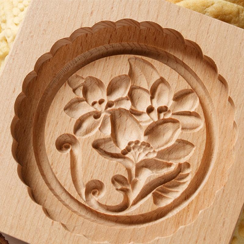 Chinese Traditional Mid-autumn Festival Mooncake Mold 7 Different Pattern Shaped Wood Handmade Moulds for Baking Cookies