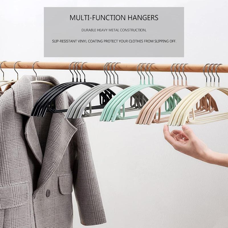 Clothes Hanger Rubber Coated Contour Metal No Bumps Hanger, Suit Hanger,Coat Jacket Hangers,Sweater Hanger (Pack of 50)
