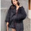 Medium and long collar simple imitation fox fur coat women's autumn and winter toka wool coat