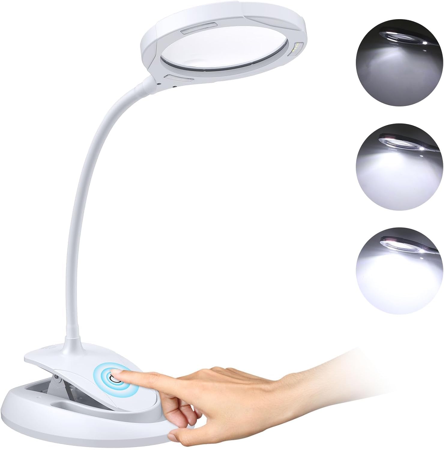 

in QaaJaa Magnifier Stand with LED Loupe Tabletop Equipped with Angle Stepless USB Freestanding Clip Easy on the Versatile [2 1] Light, Stand, Light, білий