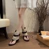 Retro Style 2025 Summer Women's New Designed Fashion Cool Boots Casual Belt Buckle Flip-flops Versatile Wedge Heeled Short Boots