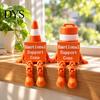 Funny Office Desk Ornaments Emotional Support Traffic Cone Buddy, Articulated Figurine with Robot Toy Sign, Monitor Decor, Companion Gift for