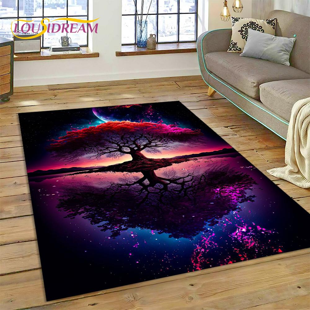 3D Strom života Příroda Viking Yggdrasil Severský Koberec pro Obývací pokoj Ložnice Dekorace, Protiskluzová Dekorace na Pohovku Rohožka Dárek