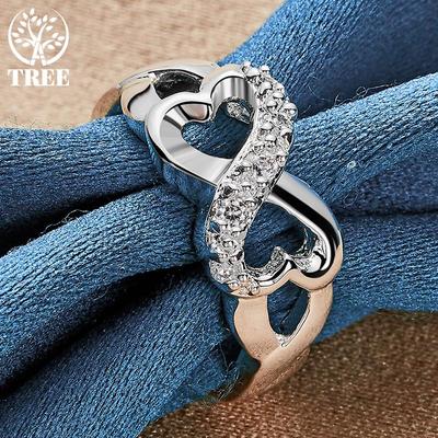 925 Sterling Silver AAA Zircon Heart Ring Jewelry