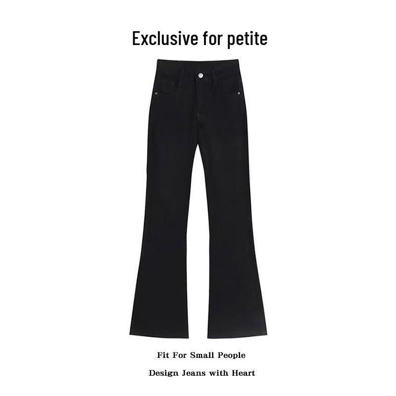 

Women s Black High Waist Micro Flare Jeans - Slimming, Floor-Length Pear Shape Pants for Spring/Autumn L